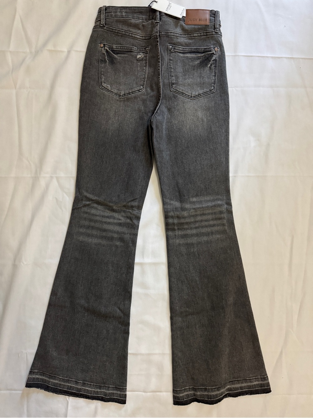NWT Judy Blue Tummy Control Washed Gray Release Hem Flare Jeans Medium Rise - Picture 10 of 10